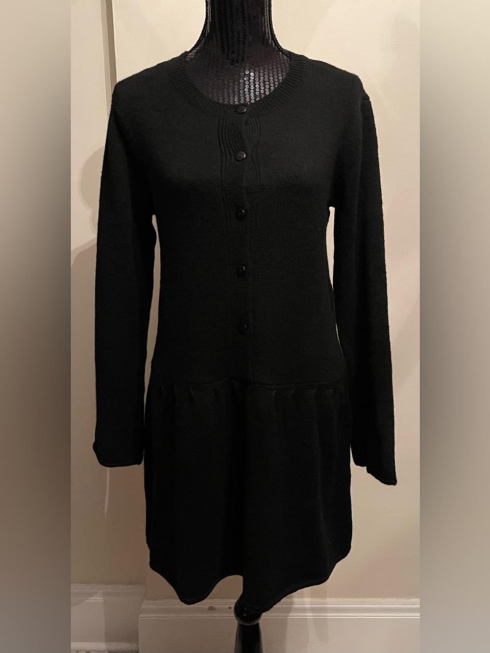 Vero Moda Classic Black Long-Sleeve Knit Dress Size M